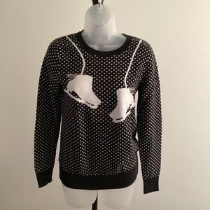 LOFT Outlet Black & White Ice Skates Sweater – Women’s Size Small